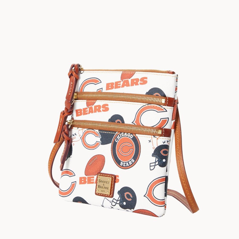 Officially Licensed NFL Bears North South Triple Zip Crossbody Dooney & Bourke - Picture 2 of 9